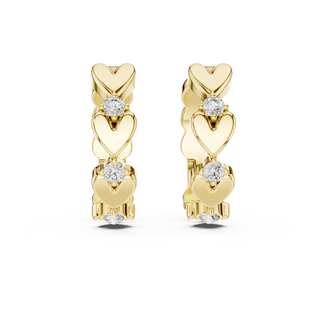 Pair Shot: Round Diamond Hoop Earrings with Prong Setting in 14k Yellow Gold - Lab Grown - Driona Jewels