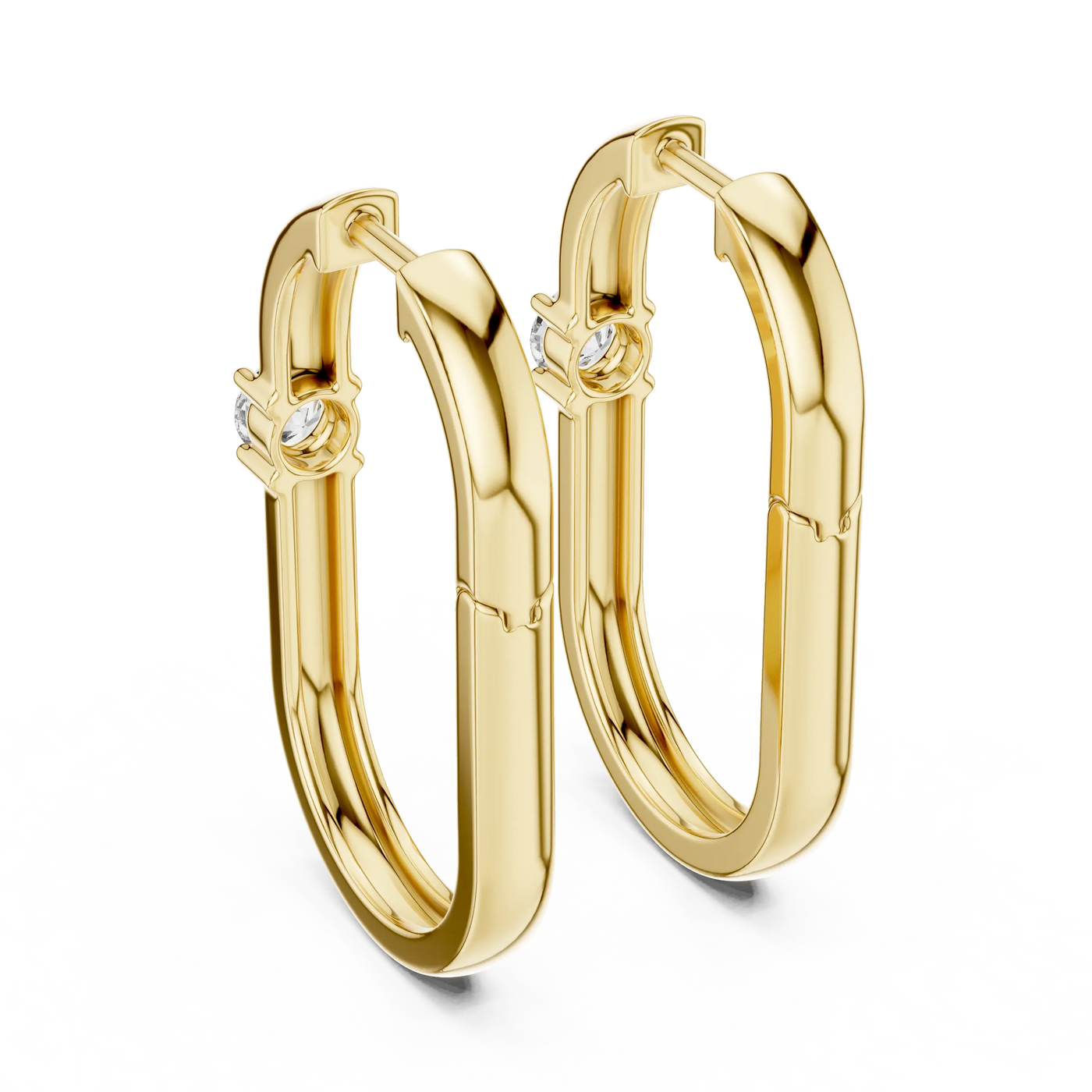 Pair-shot: Round Diamond Hoop Earrings with Prong Setting in 14k Yellow Gold - Lab Grown - Driona Jewels