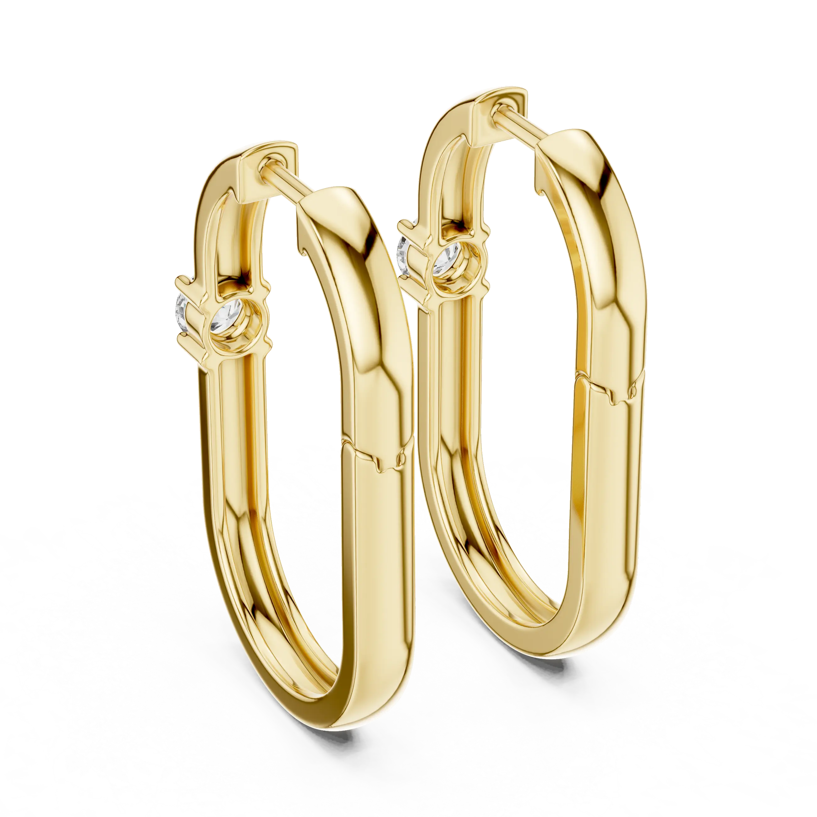 Pair-shot: Round Diamond Hoop Earrings with Prong Setting in 14k Yellow Gold - Lab Grown - Driona Jewels