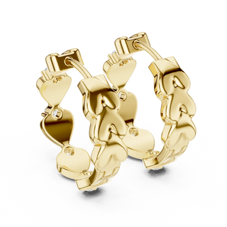 Pair Shot: Round Diamond Hoop Earrings with Prong Setting in 14k Yellow Gold - Lab Grown - Driona Jewels