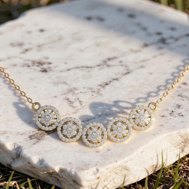 Five Circle Diamond Pendant Necklace – Elegant Wedding Necklace Gift