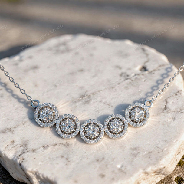 Five Circle Diamond Pendant Necklace – Elegant Wedding Necklace Gift