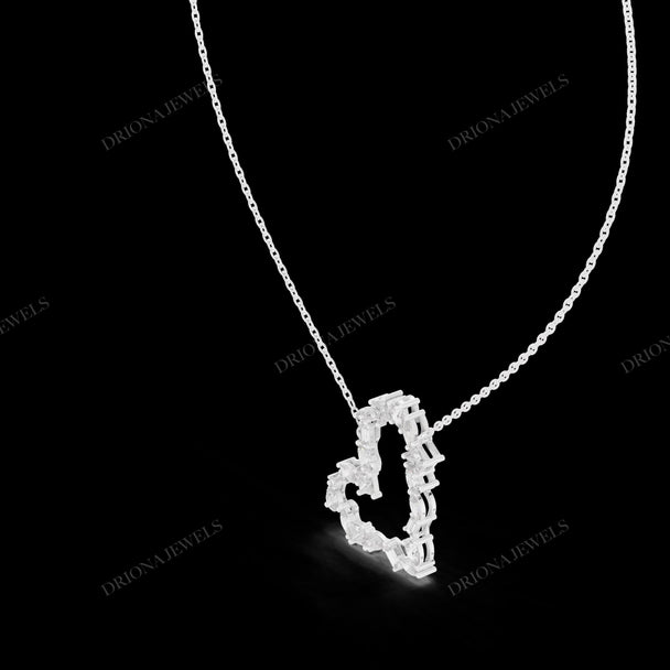 Heart Diamond Pendant Necklace in 14K Gold, Baguette & Marquise Cut Moissanite, Minimal Luxury Necklace