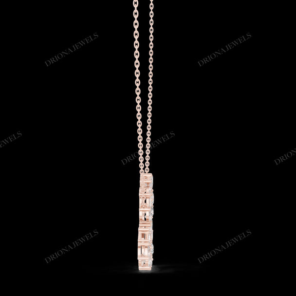 Heart Diamond Pendant Necklace in 14K Gold, Baguette & Marquise Cut Moissanite, Minimal Luxury Necklace