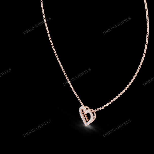 Open Heart Diamond Necklace, Romantic Gold Pendant, Anniversary & Valentine Gift for Her