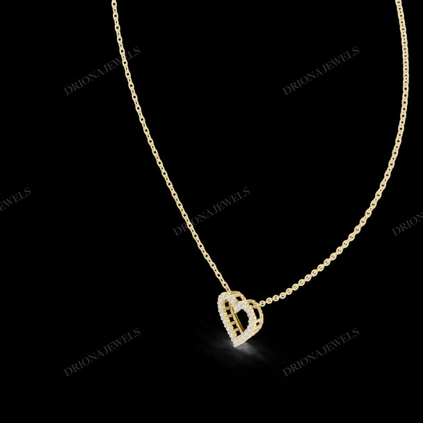 Open Heart Diamond Necklace, Romantic Gold Pendant, Anniversary & Valentine Gift for Her