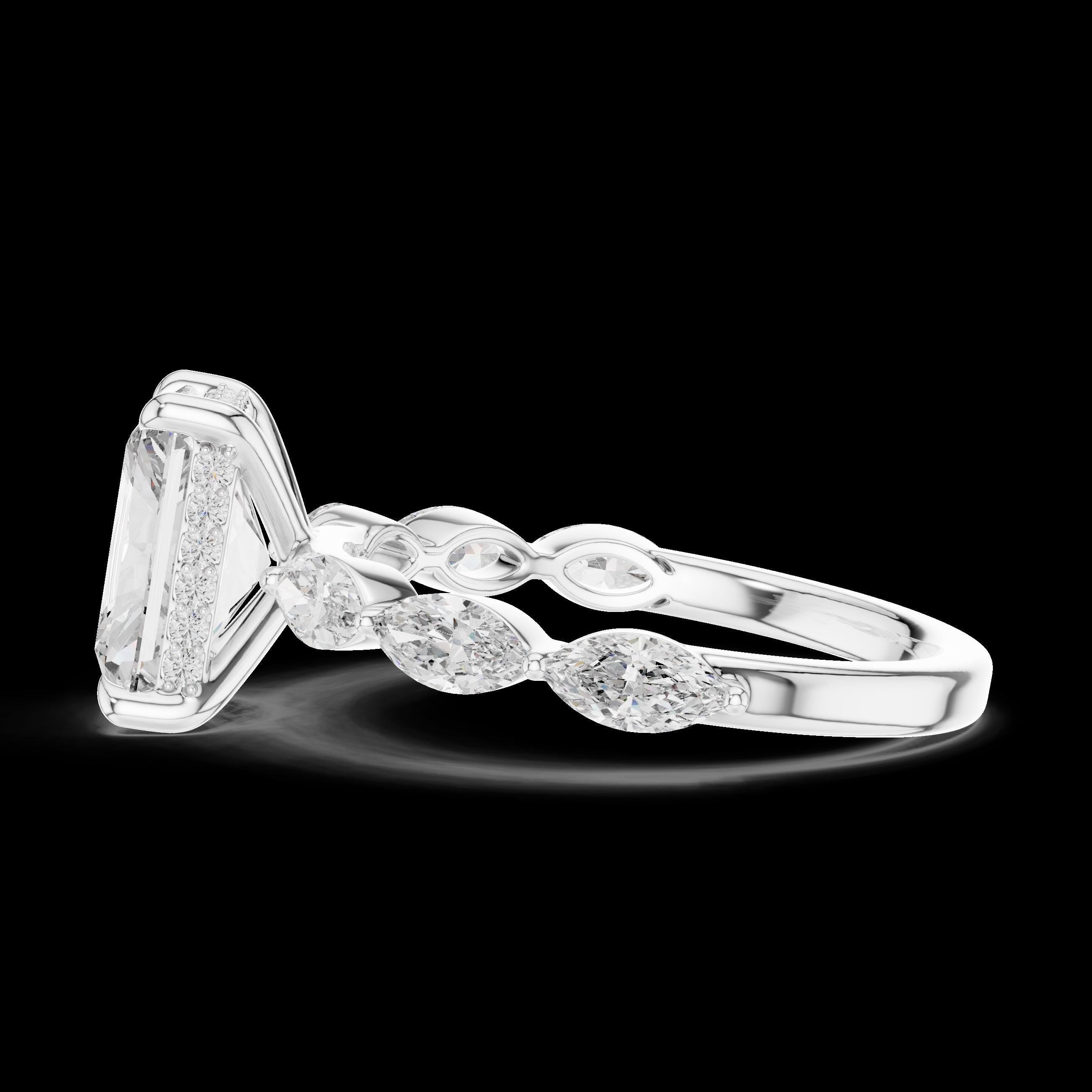 Emerald Cut 3 CT Engagement Ring, Diamond Accent, Statement Bridal Ring