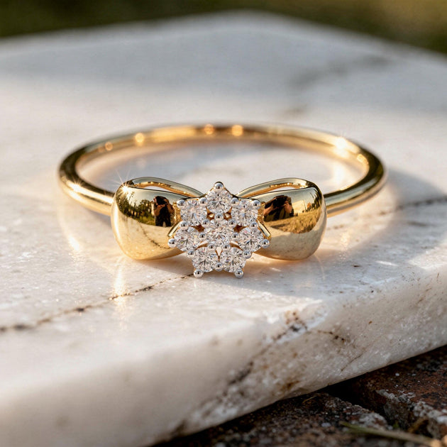Floral Cluster Diamond Ring, Minimalist Promise Ring, Slim Band