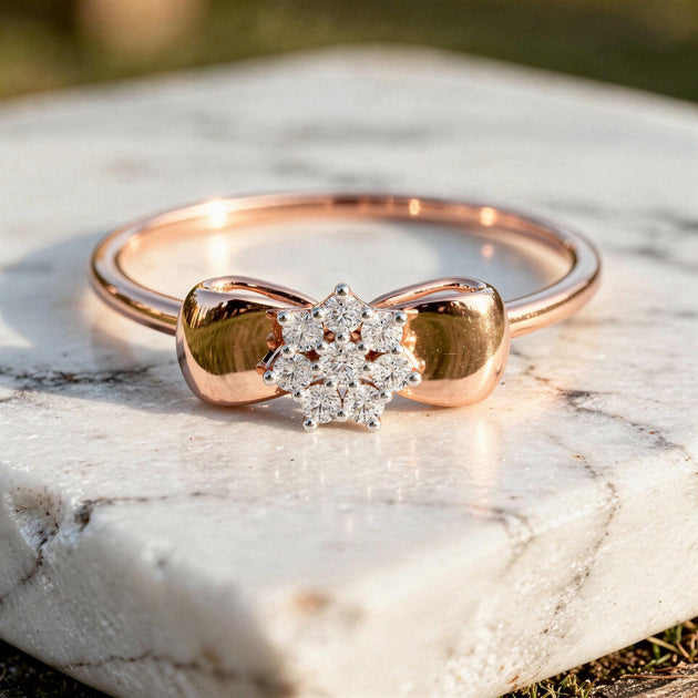 Floral Cluster Diamond Ring, Minimalist Promise Ring, Slim Band