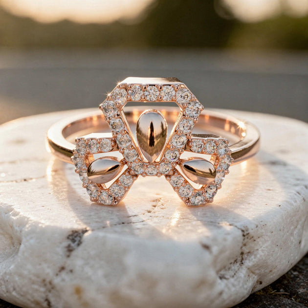 Bow Diamond Ring: Pave Lab-Grown Diamonds, Solid Gold