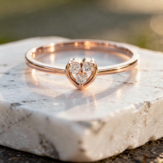 Heart Diamond Cluster Ring: Dainty Solid Gold Promise Ring