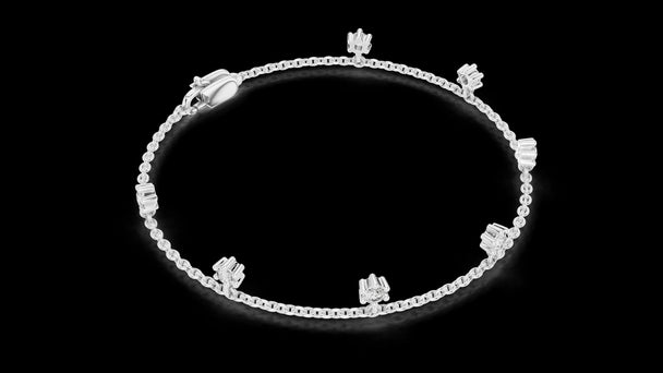 Diamond Station Bracelet, Solid Gold Chain, Minimalist Jewelry