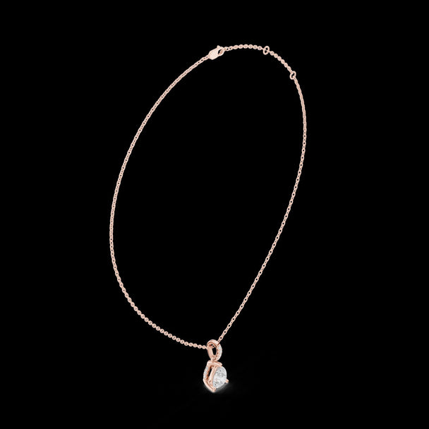 Pear Cut Diamond Pendant Necklace, Teardrop Solitaire, Prong Set