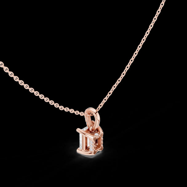 Radiant Cut Diamond Solitaire Pendant Necklace, Anniversary Gift