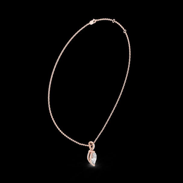 Marquise Cut Diamond Solitaire Necklace, 14k Gold Prong Pendant