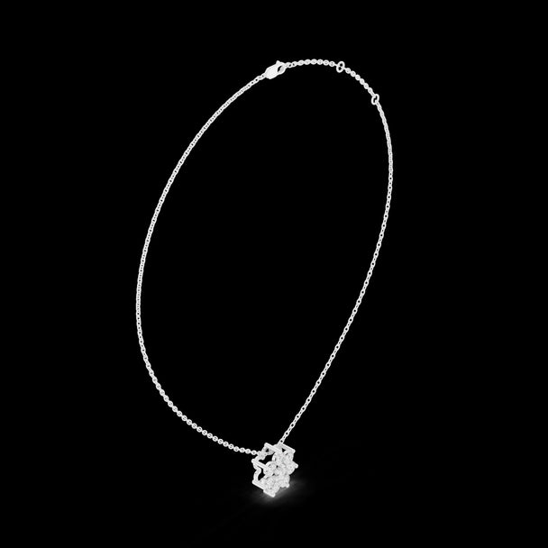 Floral Diamond Cluster Pendant Necklace – Minimal Bridal Necklace Gift