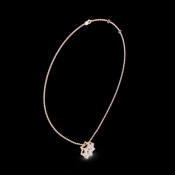 Floral Diamond Cluster Pendant Necklace – Minimal Bridal Necklace Gift