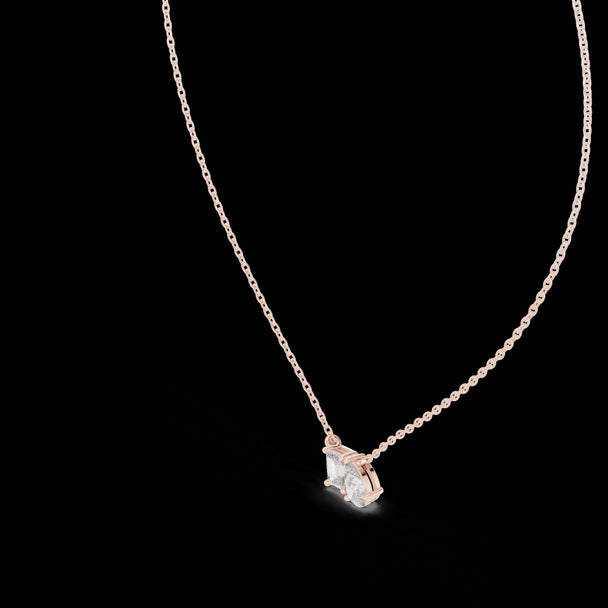 Emerald Pear Diamond Pendant Necklace in 14K Rose Gold