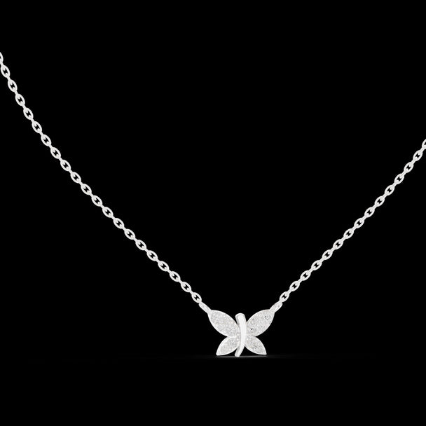 Diamond Butterfly Pendant Necklace in 14K Rose Gold