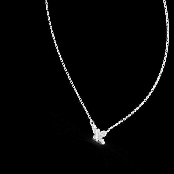 Diamond Butterfly Pendant Necklace in 14K Rose Gold