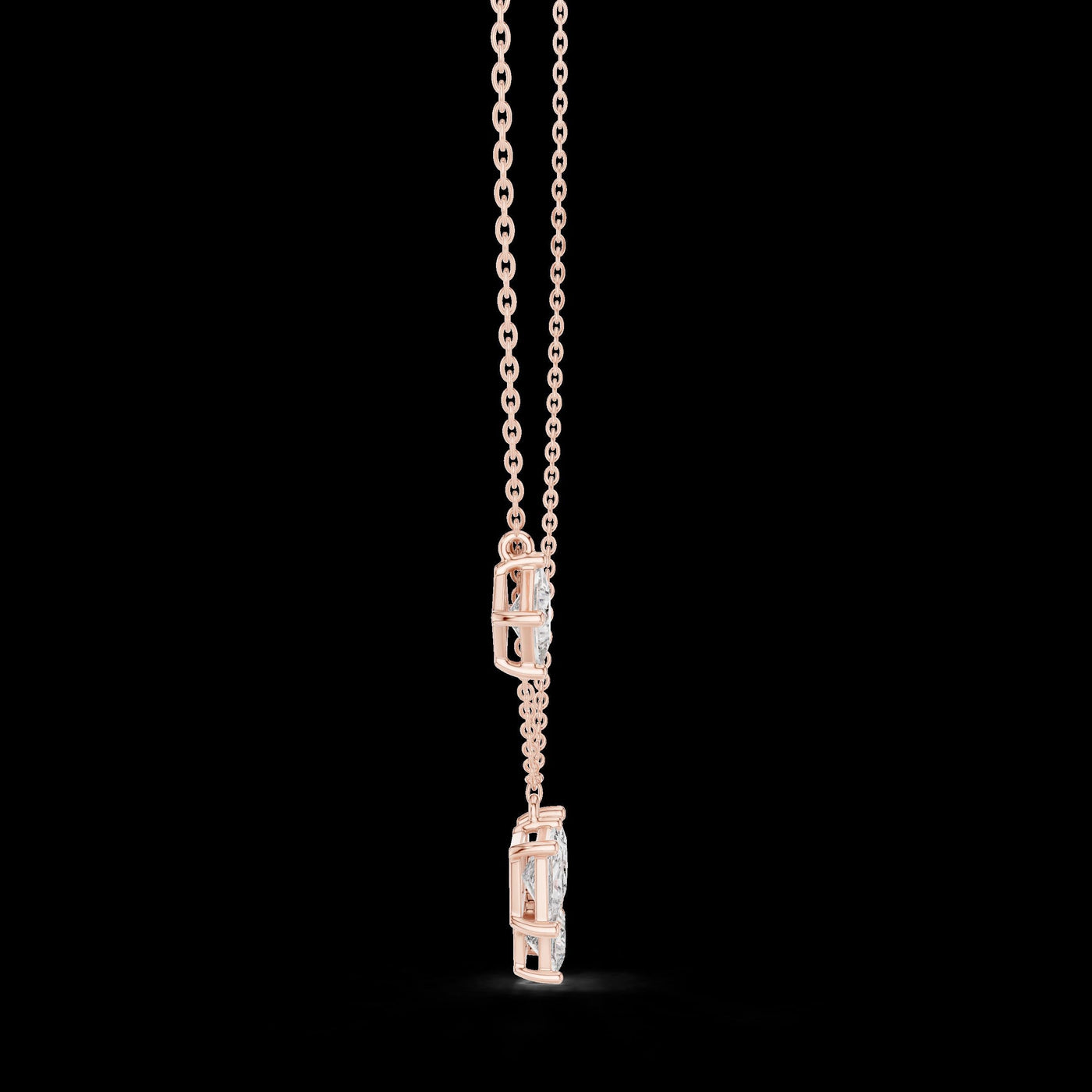 Princess Cut Diamond Cluster Pendant Necklace in 14K Rose Gold