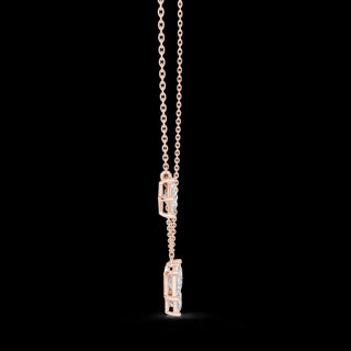 Princess Cut Diamond Cluster Pendant Necklace in 14K Rose Gold