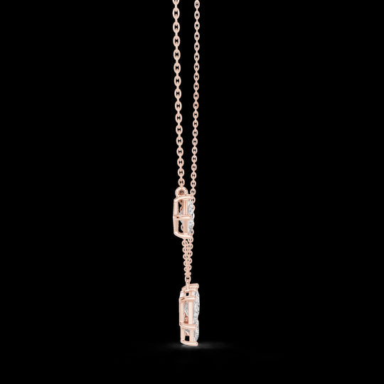 Princess Cut Diamond Cluster Pendant Necklace in 14K Rose Gold