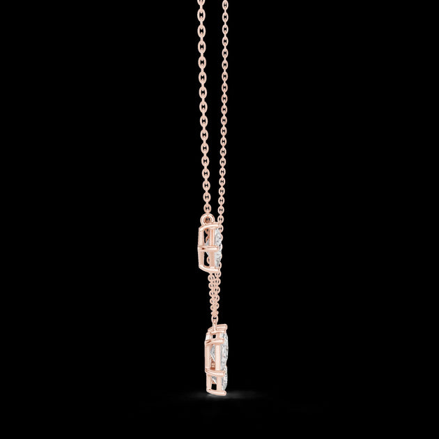 Princess Cut Diamond Cluster Pendant Necklace in 14K Rose Gold