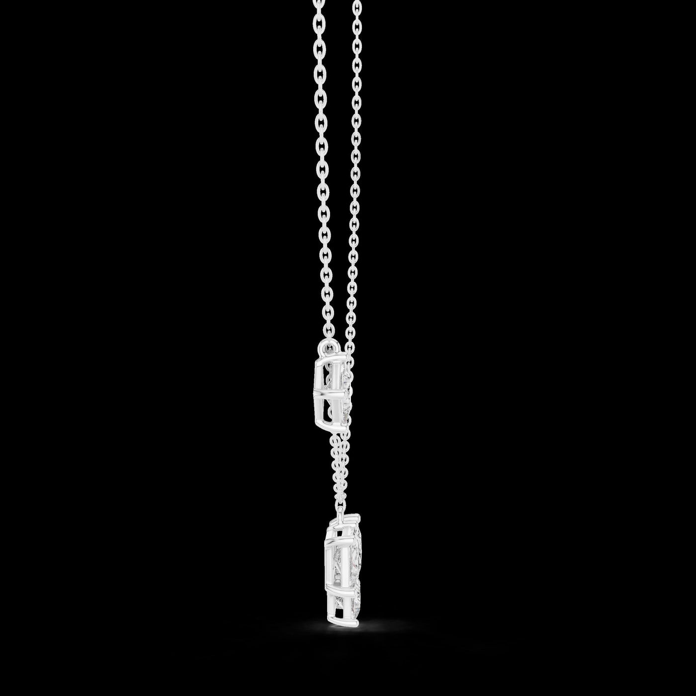 Princess Cut Diamond Cluster Pendant Necklace in 14K Rose Gold