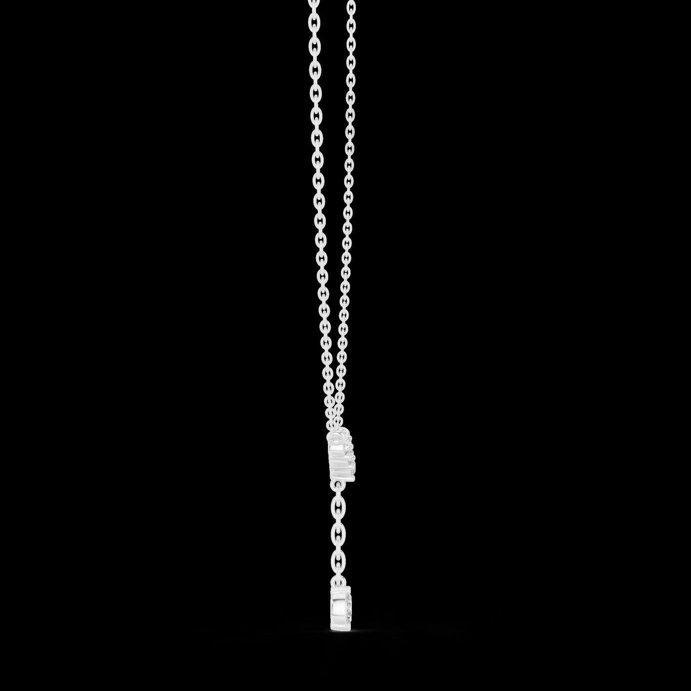Diamond V Drop Necklace with Marquise Pendant in 14K Rose Gold