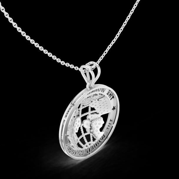 Diamond Globe Medallion Necklace – The World Is Yours Pendant