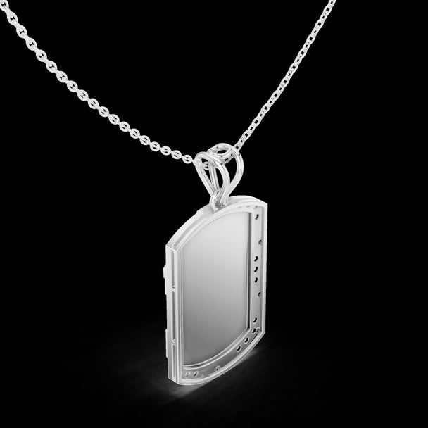 Diamond Cross Dog Tag Necklace in 14K White Gold