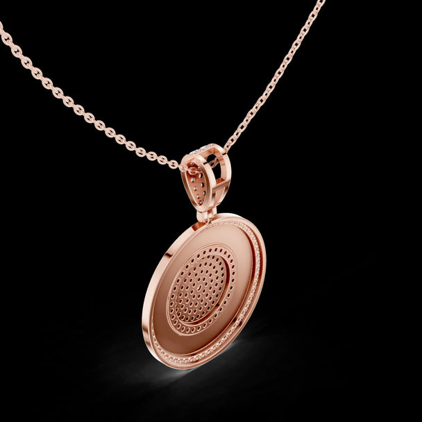 Greek Key Diamond Medallion Pendant in 14K Rose Gold
