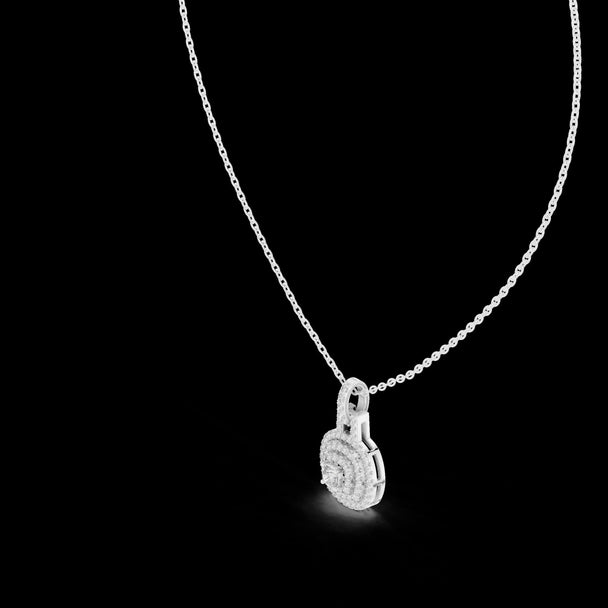 Round Diamond Cluster Halo Pendant in 14K Rose Gold