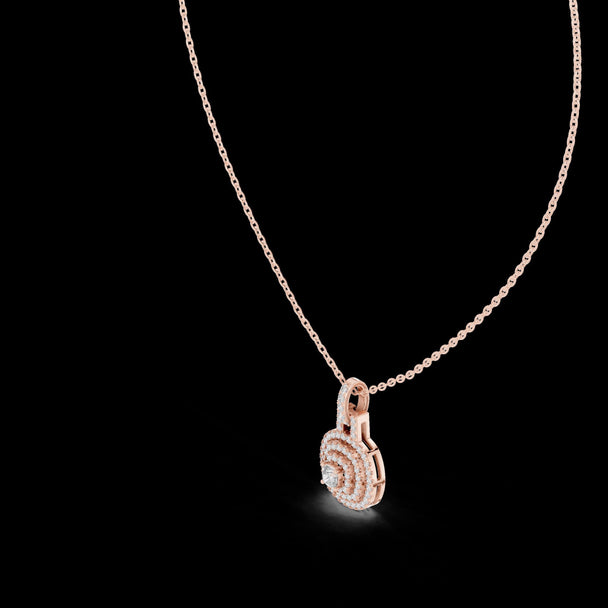 Round Diamond Cluster Halo Pendant in 14K Rose Gold
