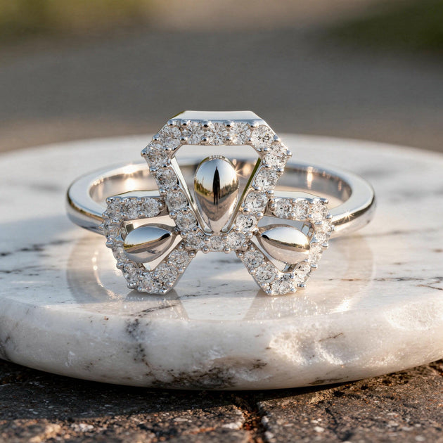 Bow Diamond Ring: Pave Lab-Grown Diamonds, Solid Gold