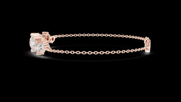 Round Diamond Station Bracelet, Solid Gold Chain Bracelet