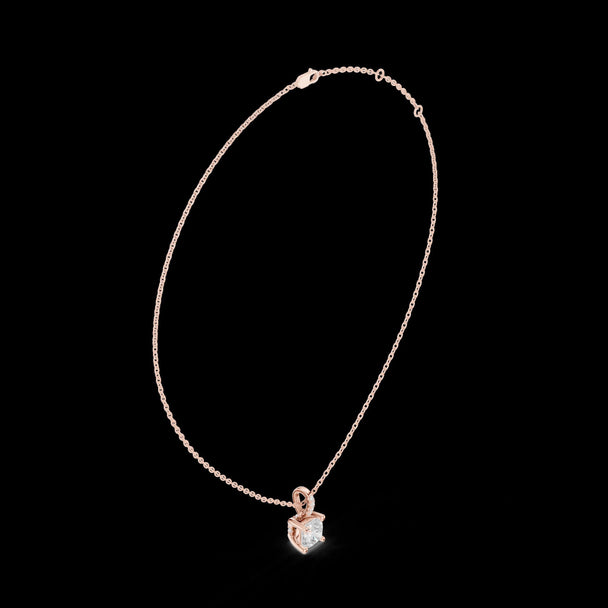 Cushion Cut Diamond Solitaire Pendant Necklace, Minimalist Bridal Jewelry