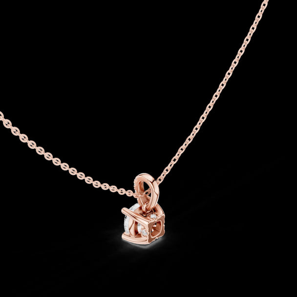 Cushion Cut Diamond Solitaire Pendant Necklace, Minimalist Bridal Jewelry