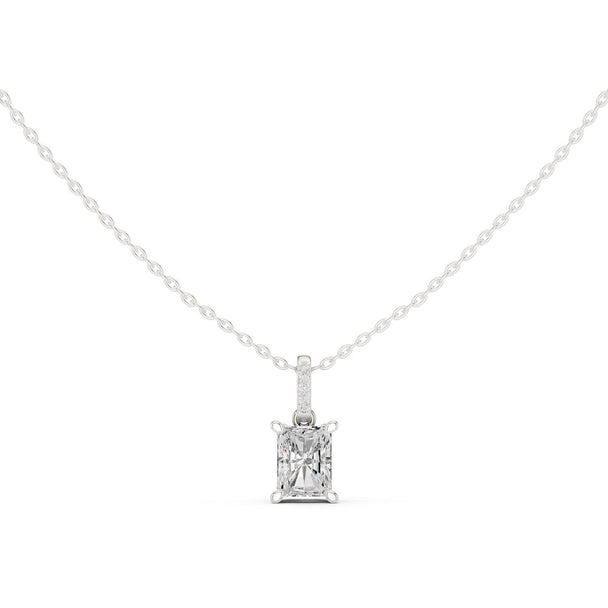 Radiant Cut Diamond Solitaire Pendant Necklace, Anniversary Gift