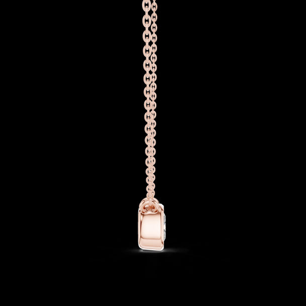 Cushion Cut Lab Grown Diamond Necklace, Bezel Solitaire Pendant