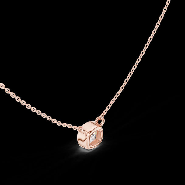 Cushion Cut Lab Grown Diamond Necklace, Bezel Solitaire Pendant