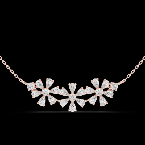 Floral Marquise Diamond Pendant Necklace – Elegant Bridal Jewelry Gift