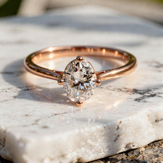 Oval Cut Engagement Ring: Moissanite or Lab Grown Diamond in Solid Gold