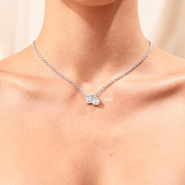 Emerald Pear Diamond Pendant Necklace in 14K Rose Gold