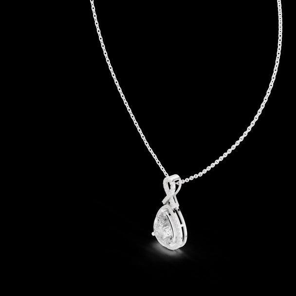 Pear Halo Diamond Pendant Necklace in 14K Rose Gold