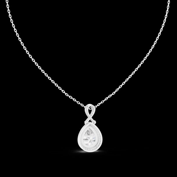 Pear Halo Diamond Pendant Necklace in 14K Rose Gold