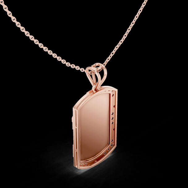 Diamond Cross Dog Tag Necklace in 14K White Gold