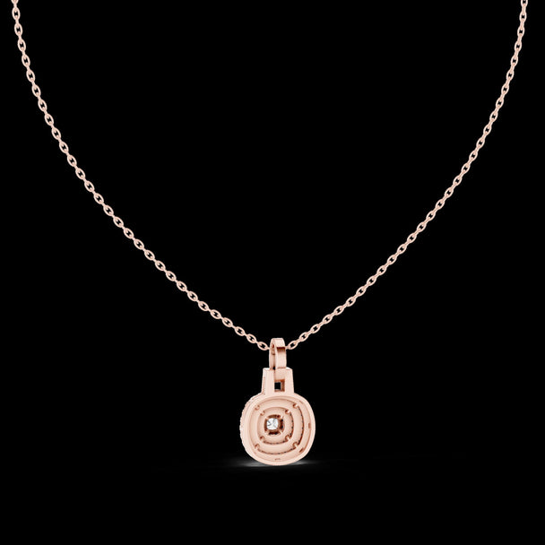 Round Diamond Cluster Halo Pendant in 14K Rose Gold