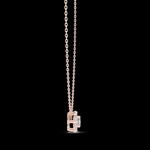 Cushion-Style Diamond Cluster Pendant in 14K Rose Gold